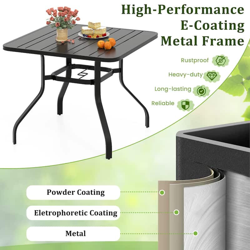 Gymax Outdoor Dining Table for 4 37 Inches Square Patio Bistro Dining