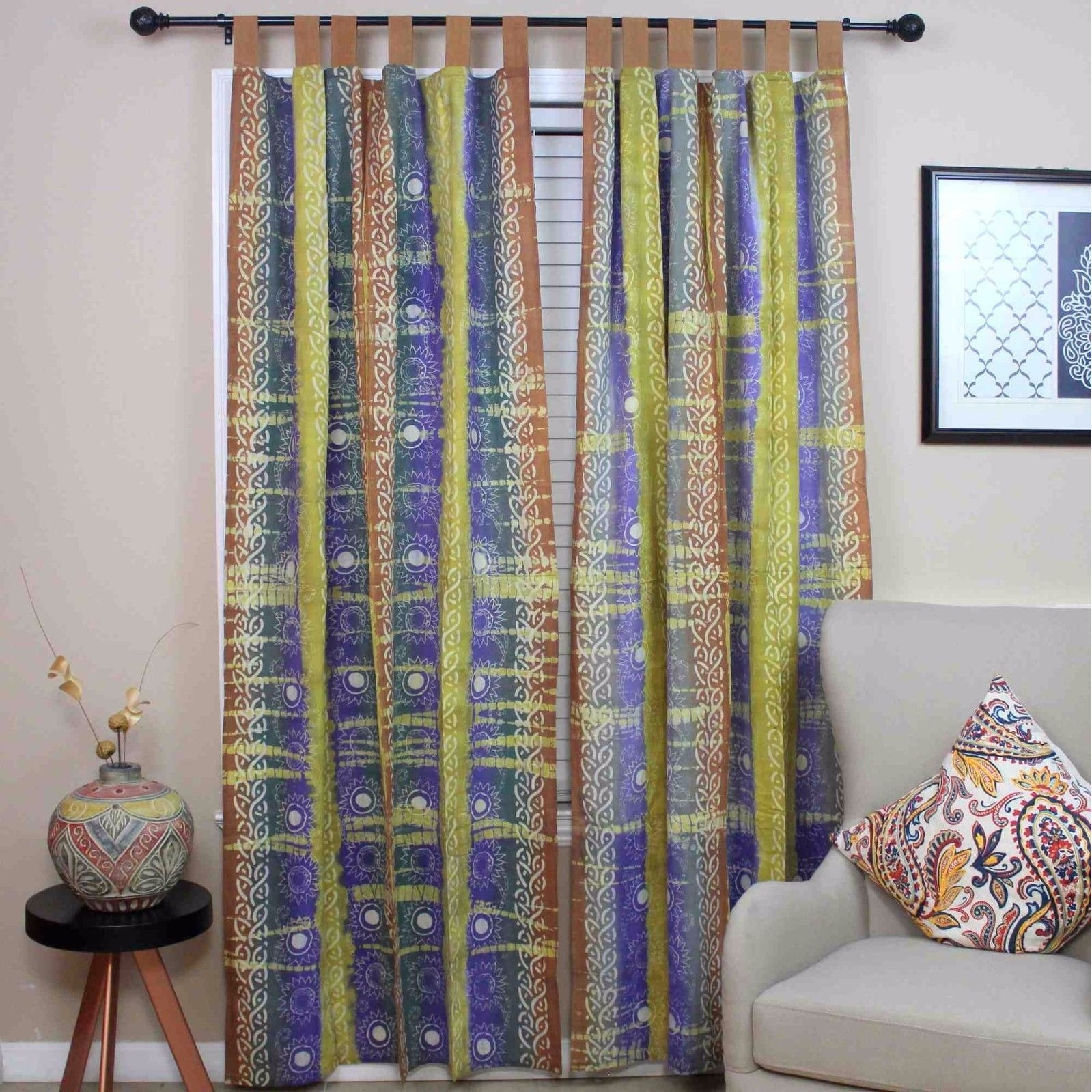 Shop Curtains For Living Room Celtic Batik Tie Dye Tab Top Cotton