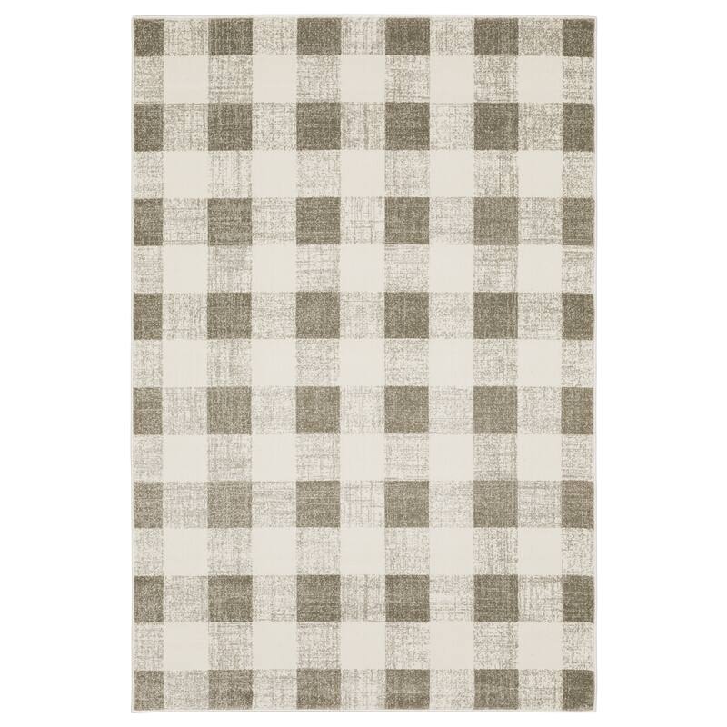 Arwen Distressed Gingham Plaid Area Rug