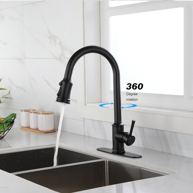 Single Handle Touch Kitchen Faucet with Pull Down Sprayer and Deckplate