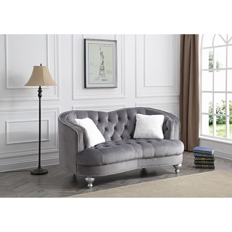 Jewel Velvet Loveseat - Grey