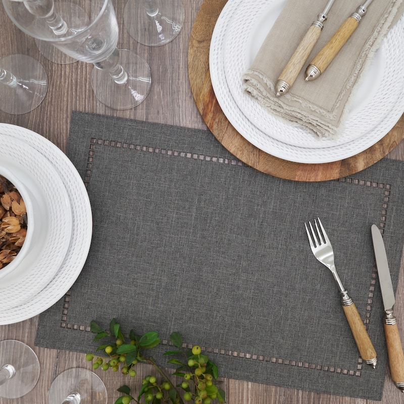 Table Placemats With Laser-Cut Hemstitch Design (Set of 4)