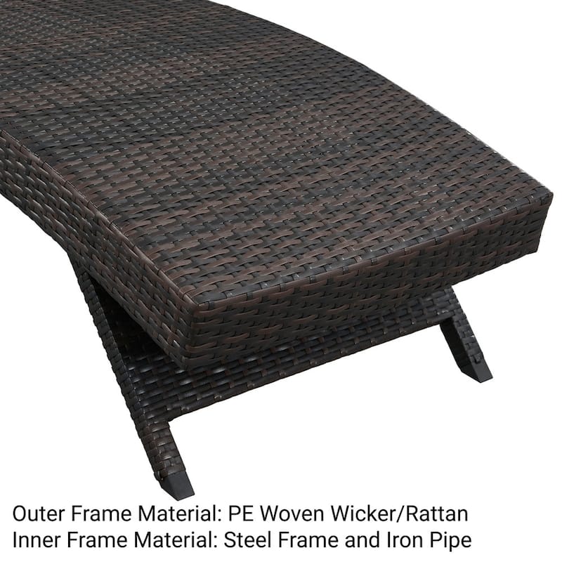 Outdoor Patio Lounge Chairs Rattan Wicker Patio Chaise Lounges Chair - Set of 2