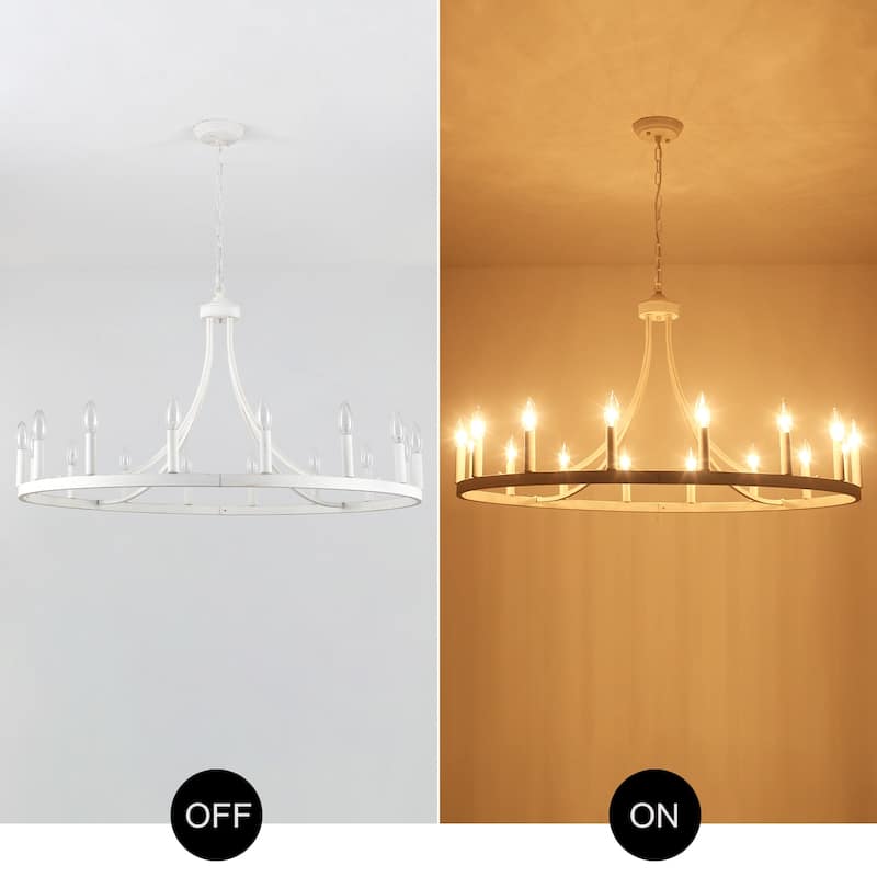 16-light Farmhouse Metal Wagon Wheel 37.99in Chandelier Not With bulb for Multiple Spaces
