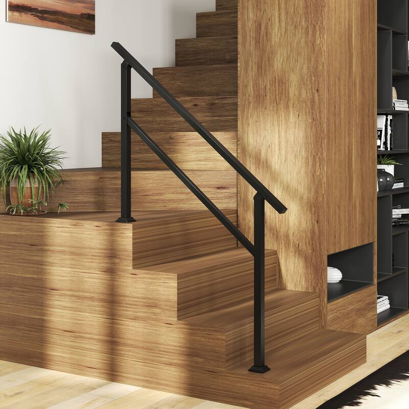 Gymax Metal Handrail 0-4 Steps w/Flexible Angle Adjustment