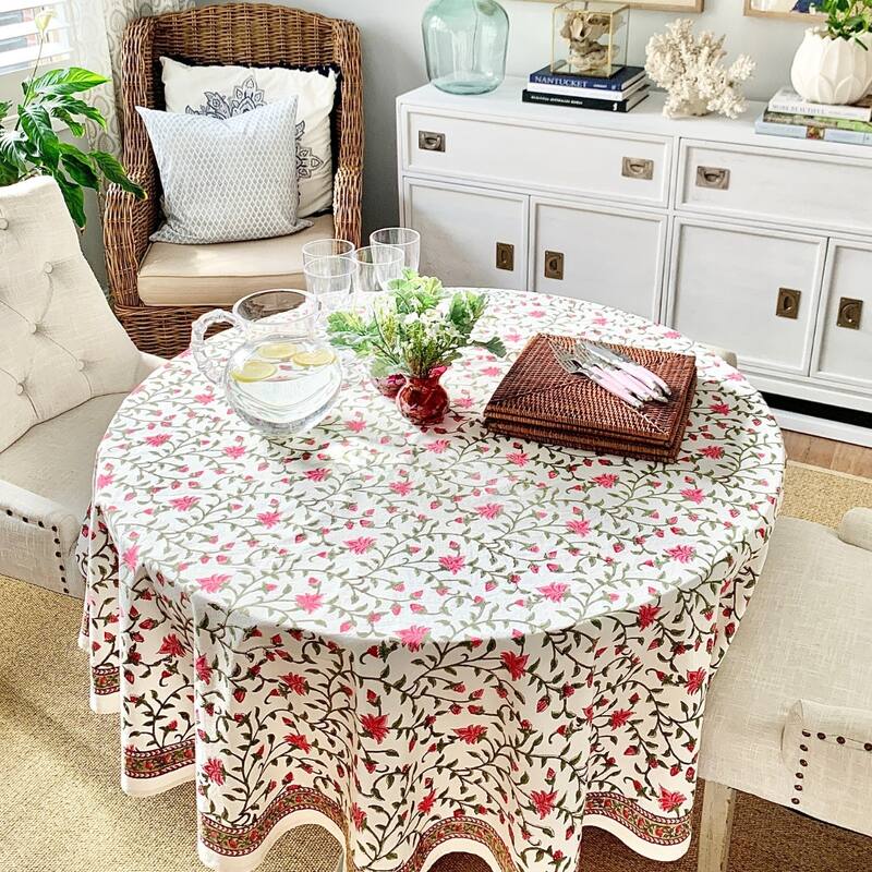 Pink Ivy Round Tablecloth