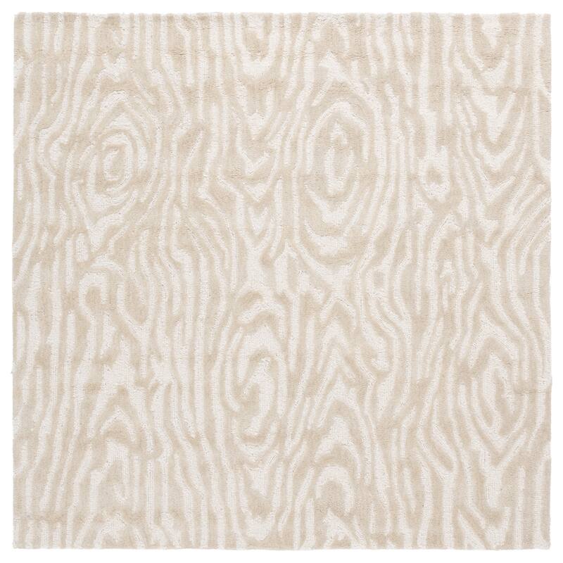 SAFAVIEH Handmade Ebony Thouraya Modern & Contemporary Wool Rug - 6' Square - Ivory