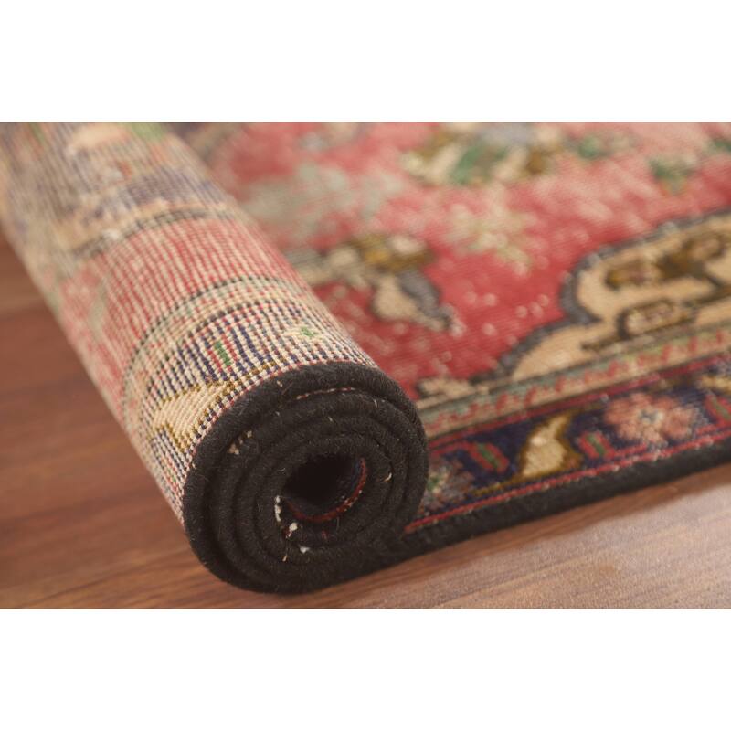 Hand Knotted Oriental 100% Wool Carpet Traditional Floral Pink Tabriz Area Rug - 4' 10'' X 3' 2''