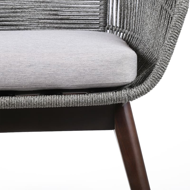 Tutti Frutti Eucalyptus Wood and Rope Outdoor Patio Dining Chair with Cushion - Gray