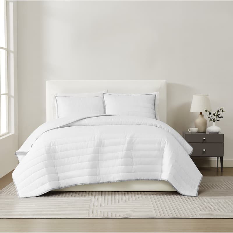 Christian Siriano NY Cotton Sateen Quilt Set - White - 3 Piece - Queen