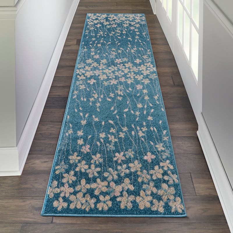 Carson Carrington Molle Floral Area Rug - 2'3" x 7'3" Runner - Turquoise - Rectangle