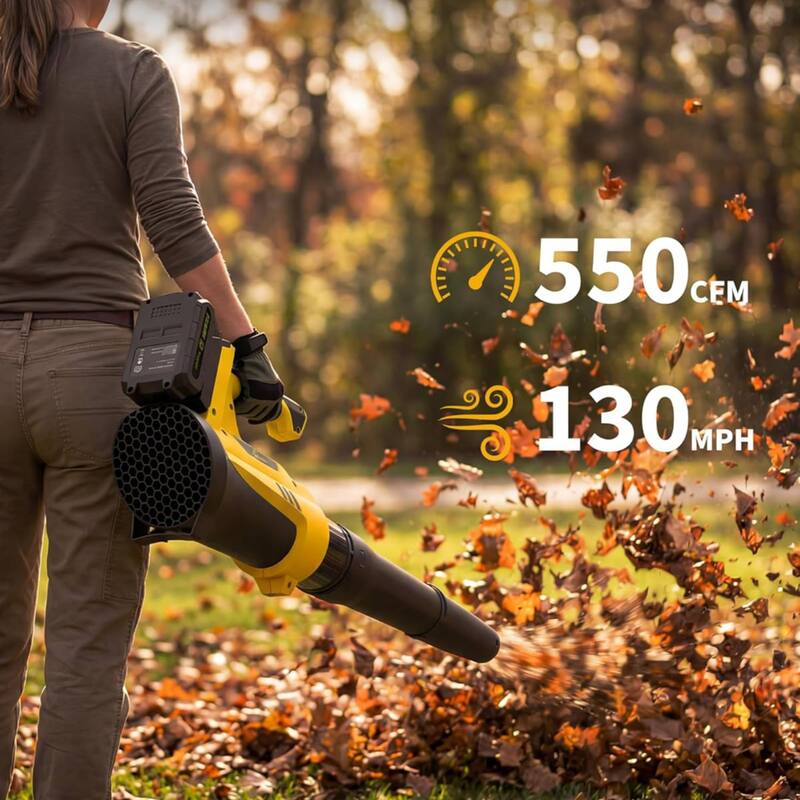 550CFM/ 130MPH Cordless Leaf Blower, 6 Variable Speed for Lawn Care, Yard, Garden, Driveway