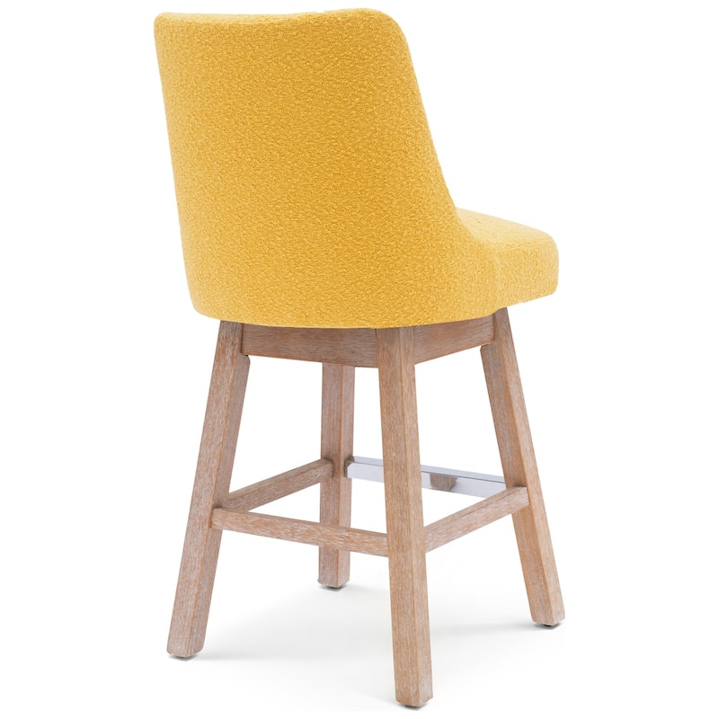 Boucle Polyester Upholstered Swivel Counter Stool - Foot Glides (Set of 2)