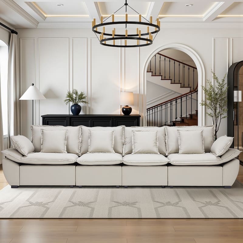 Pocassy Faux Leather Sectional Sofa Modular Couch Oversized Sofa