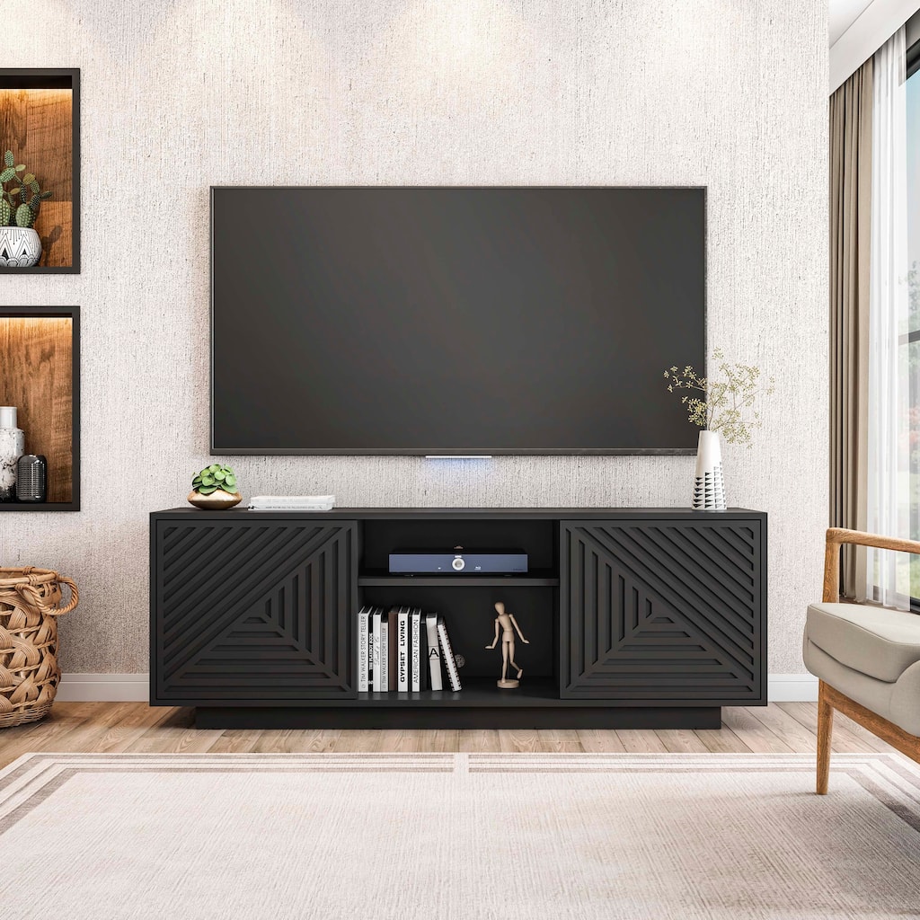 Modern TV Stand for TVs Up to 70", Black