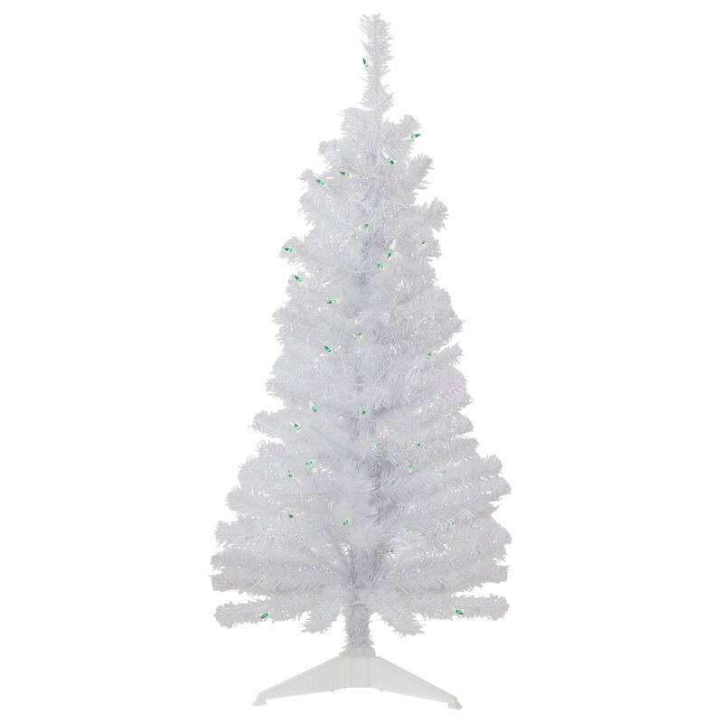 Pre-Lit Medium Rockport White Pine Artificial Christmas Tree - 4' - Green Lights - 4 Foot