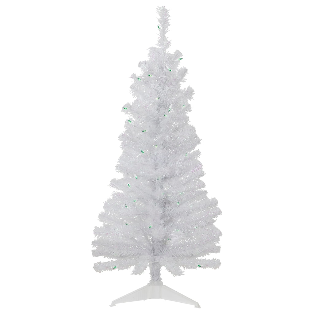 Pre-Lit Medium Rockport White Pine Artificial Christmas Tree - 4' - Green Lights - 4 Foot