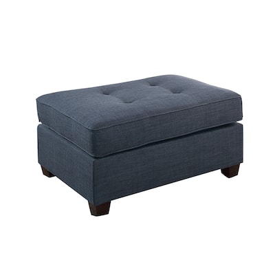 Mid-Century Modern Upholstered Fabric Cocktail Bench Ottoman Coffee Table with Button Tufted Seat for Living Room