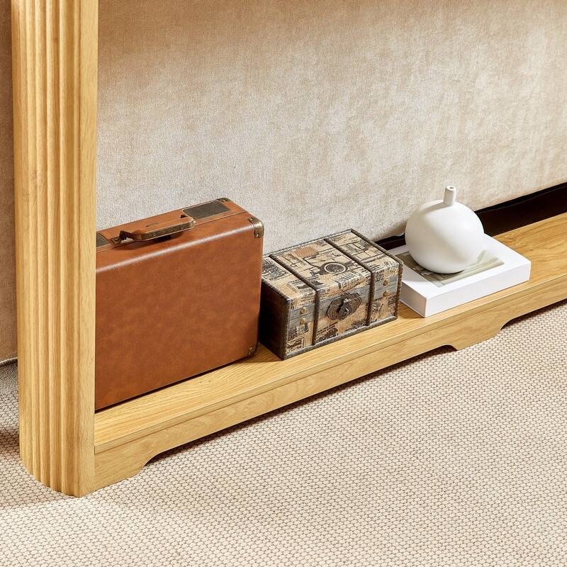 70.1" Narrow Wooden Sofa Table with Corrugated Texture for Entranceways and Living Room Décor