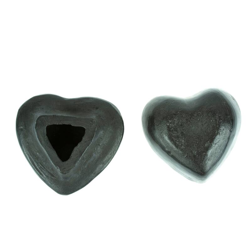 Novica Handmade Heart & Flakes Barro Negro Mini Jewelry Box