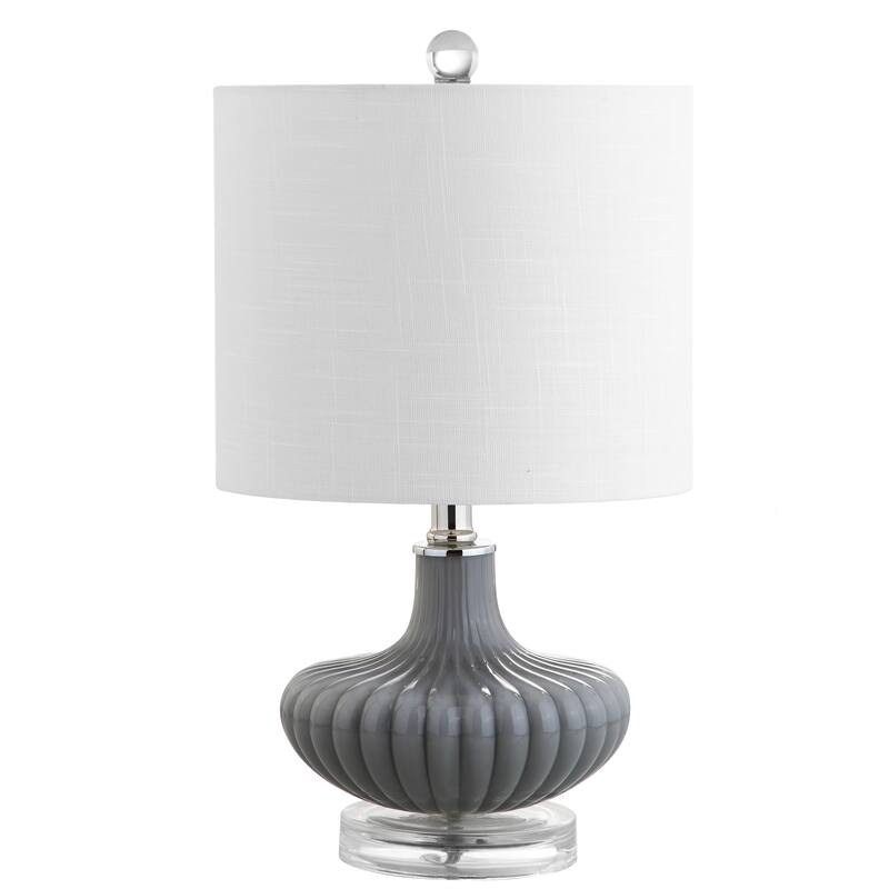 Duncan 18" Glass and Lucite LED Table Lamp, Gray by JONATHAN Y