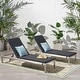 preview thumbnail 1 of 18, Cape Coral Outdoor Chaise Lounge with Cushion (Set of 2) by Christopher Knight Home Dark Gray Cushion + Silver