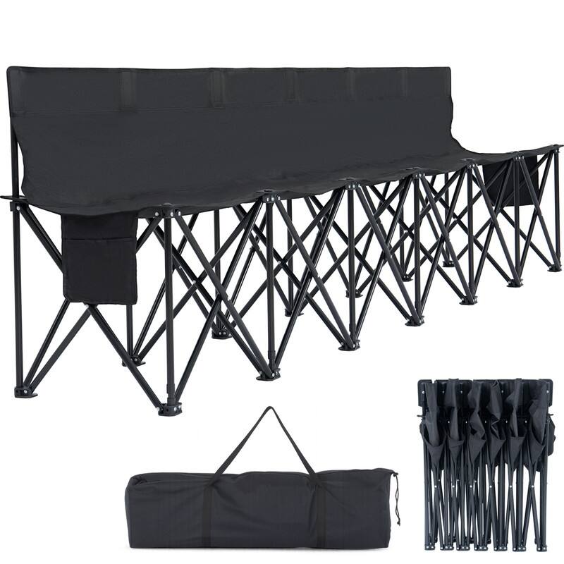 Portable Folding Soccer Benches for Team, 4/6/9 Seats with Carry Bag - 6-seat