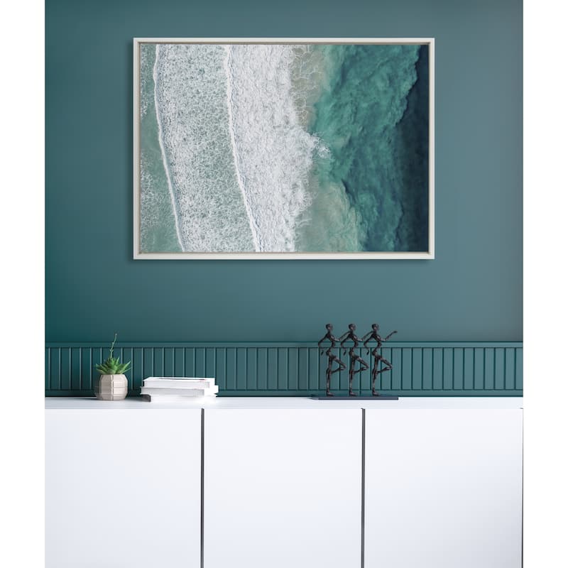 Kate and Laurel Sylvie Ocean Waves Canvas by Creative Bunch Studio