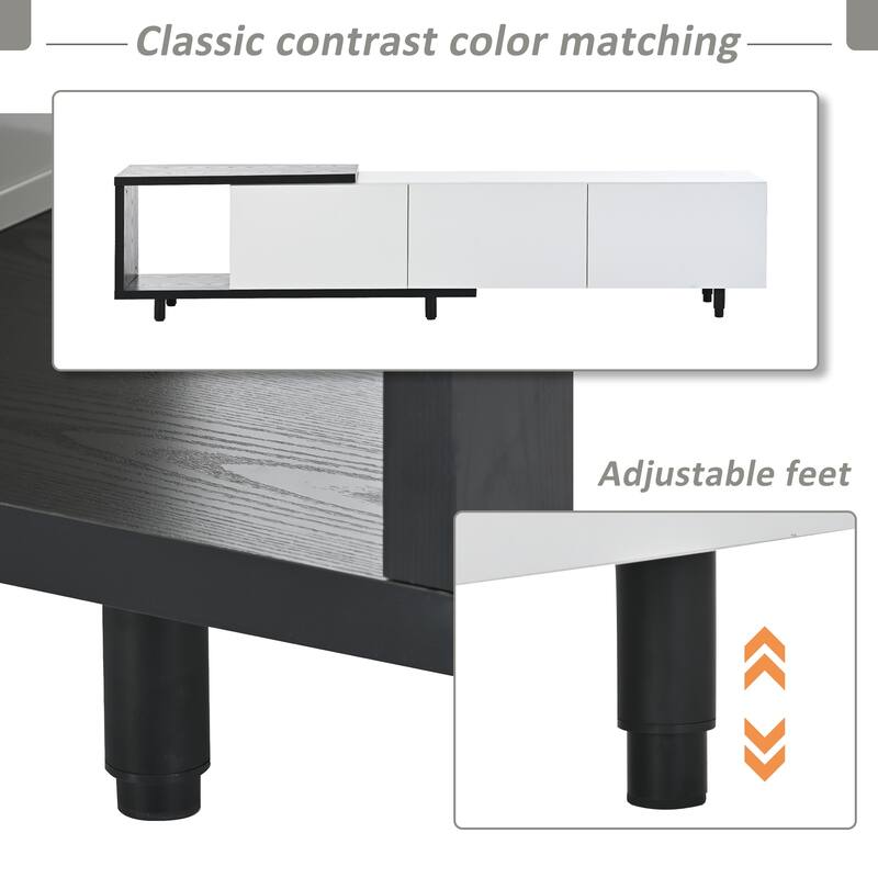 70.1"-100" Adjustable TV Stand with Storage, Modern Entertainment Center for TVs up to 80", Extendable Media Console