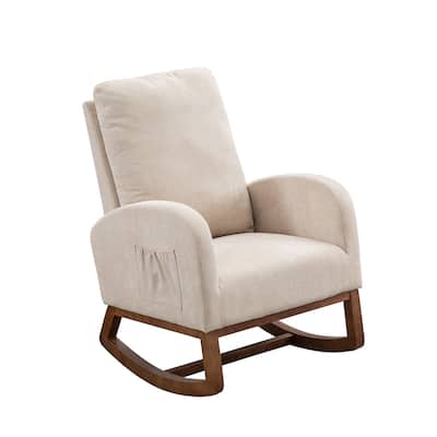 Nursery Rocking Glider Chair with High Back and Side Pocket