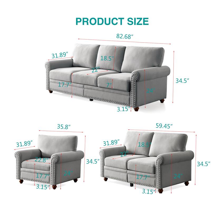 Grey Fabric Single Seat Chair with Wood Legs