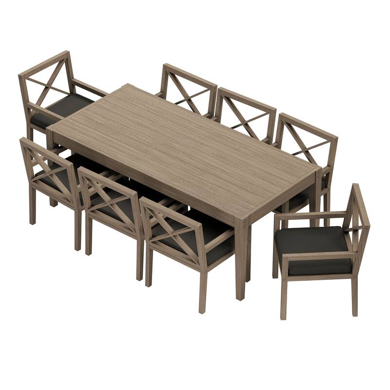 Northlake 9-Piece Outdoor Patio Teak Wood Dining Set