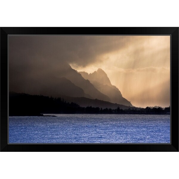 "Afternoon at Hanalei Bay" Black Framed Print