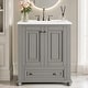 preview thumbnail 14 of 33, 24 Inch Solid Rubberwood Bathroom Vanity with Integrated Ceramic Sink & Soft-Close Hinges - 24" Grey