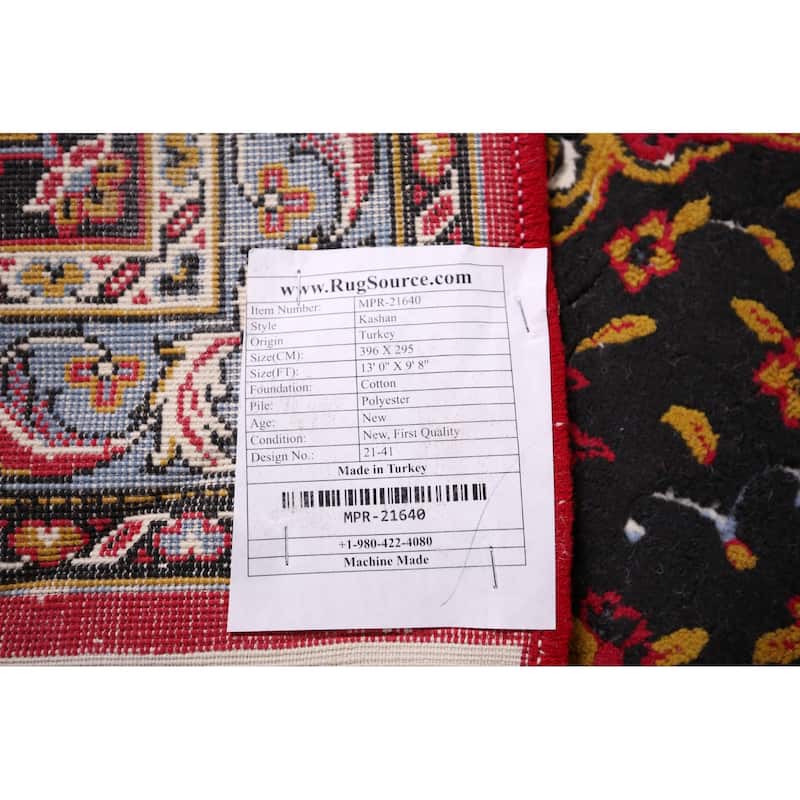 Medallion Kashan Turkish Area Rug Machine Made Carpet - 9'8" x 13'0"