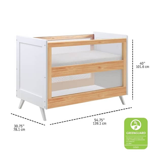 dimension image slide 3 of 8, BreathableBaby Breathable Mesh 3-in-1 Convertible Crib, Greenguard Gold Certified