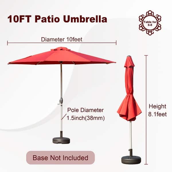 dimension image slide 3 of 4, 10FT Patio Umbrella, Outdoor Table Umbrella with Push Button Tilt and Crank