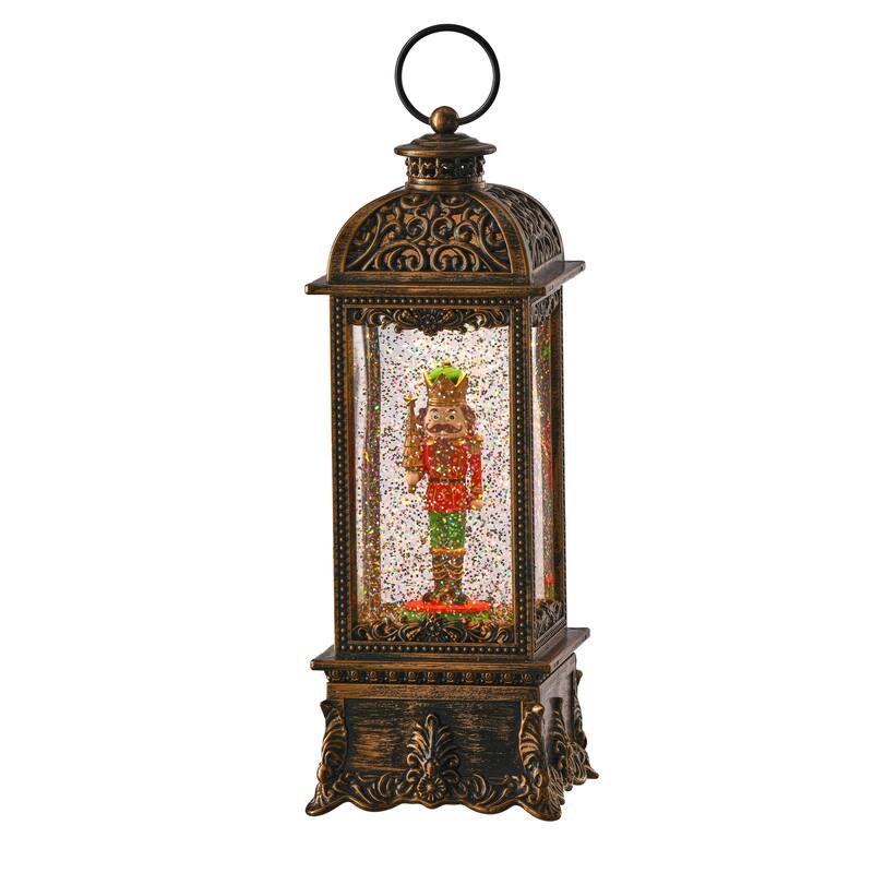 11.5" LED Battery Operated Timer Nutcracker Lantern With USB charging
