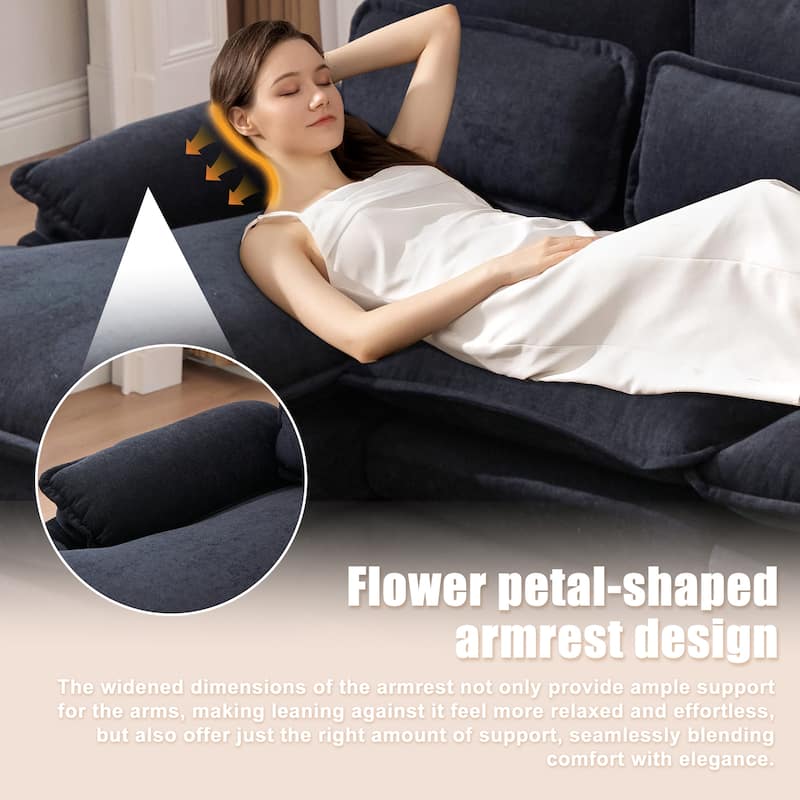 HOMEFUN Chenille Upholstered U-Shaped Modular Wood Frame Sleeper Sectional Sofa with Double Chaise