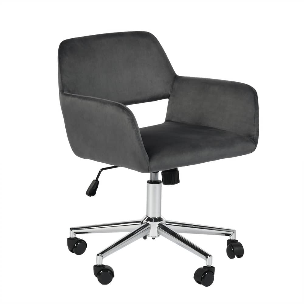 HomyLin Swivel Mid Back Upholstery Desk Chair with Rolling Casters