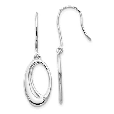 Curata 925 Sterling Silver Dangle Polished White Ice Diamond Earrings - 39x13mm Wide