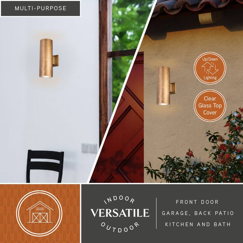 Chiasso Aluminum 2-Light Cylinder Outdoor Wall Lantern