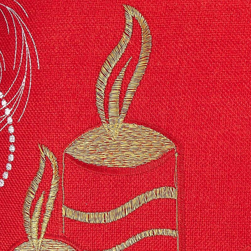 Violet Linen Seasonal Xmas Christmas Holiday Glories Pattern, 18 Inch x 18 Inch, Square, Decorative Accent Throw Pillow
