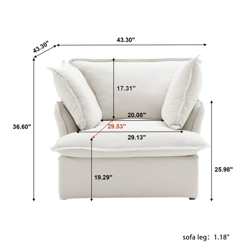 43'' Velvet Upholstery Single Sofa