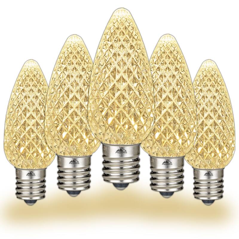 25 Pack C9 LED Outdoor Christmas Replacement Bulbs, C9/E17 Base - Clear