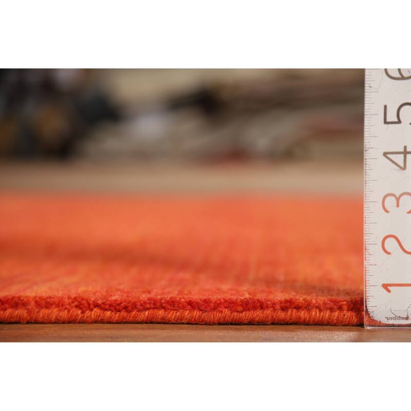 Hand Knotted Oriental 100% Wool Carpet Tribal Animal Pictorial Oranges & Rust Gabbeh Area Rug - 6' 7'' X 4' 7''