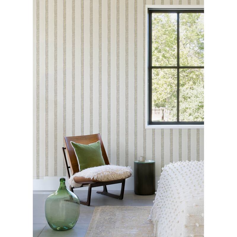 Chesapeake Mandevilla Honey Vine Stripe Wallpaper