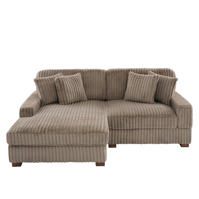 Anne 82" W Comfy Upholstered Plush Corduroy Modular Sectional Sofa