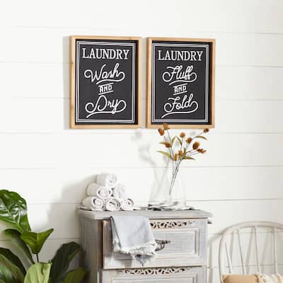 Black Wood Farmhouse Wall Decor Text (Set of 2)