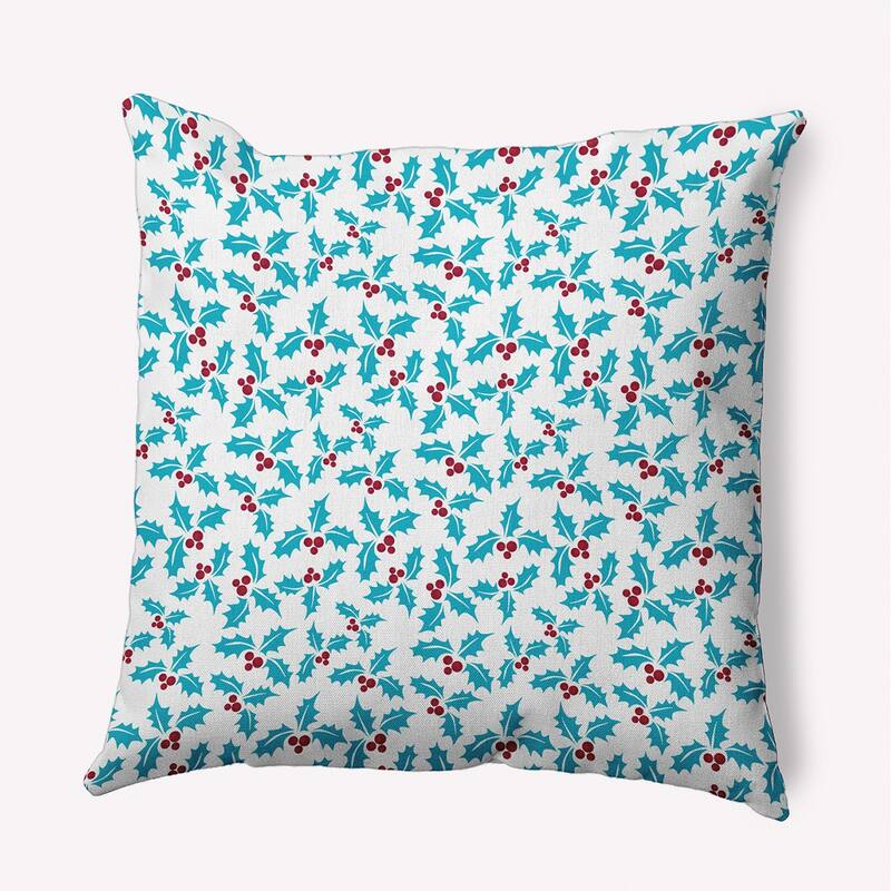 Holly Bush Christmas/Winter Accent Pillow - 26" x 26" - Turquoise
